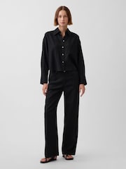 Gap Black Linen-Cotton Wide-Leg Trousers - Image 4 of 4