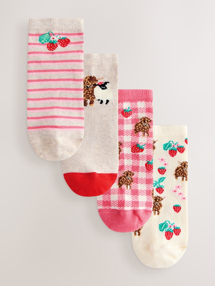 fresas - Hamish the Highland Cow Stripe Trainer Socks 4 Pack - Imagen 1 de 7 fresas - Hamish the Highland Cow Stripe Trainer Socks 4 Pack - Imagen 1 de 7