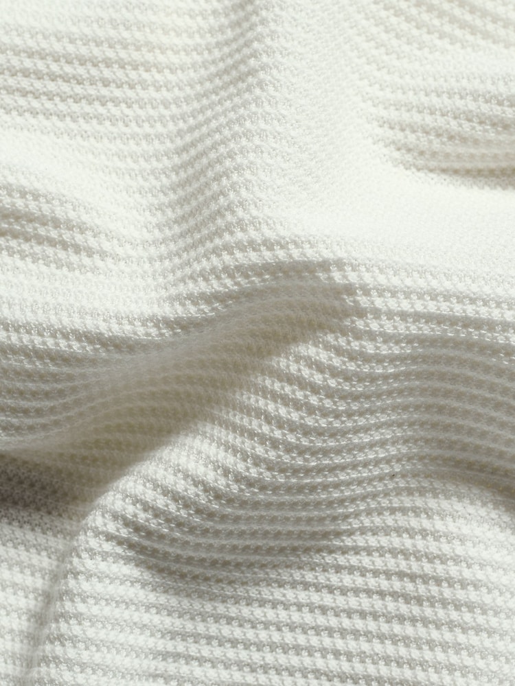 Tailored Athlete White Muscle Fit Textured Knitted Open Collar Polo Shirt - Image 7 of 7 Tailored Athlete White Muscle Fit Textured Knitted Open Collar Polo Shirt - Image 7 of 7