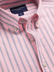 Charles Tyrwhitt Pink Stripe Button-Down Stretch Washed Oxford Shirt - Image 4 of 5