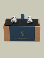 Charles Tyrwhitt Grey Silver Reversible Knot Cufflink - Image 2 of 2