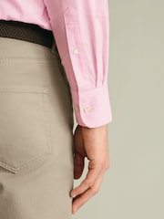 Charles Tyrwhitt Pink Stripe Stretch Washed Poplin Shirt - Image 3 of 5