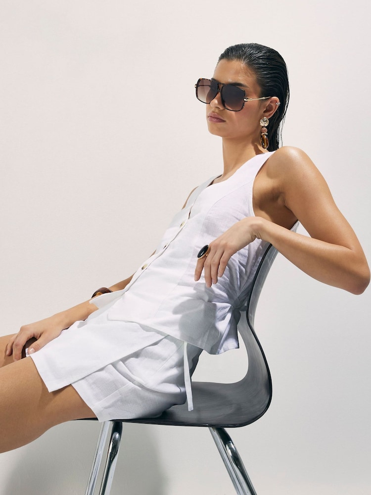 River Island White Tie Side Linen Blend Skirt - Image 4 of 4 River Island White Tie Side Linen Blend Skirt - Image 4 of 4