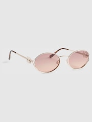 River Island Gold Oval Tinted Slim Sunglasses - Image 1 of 4