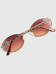 River Island Gold Oval Tinted Slim Sunglasses - Image 2 of 4