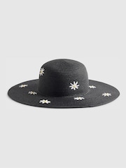 River Island Black Daisy Print Floppy Hat - Image 1 of 4