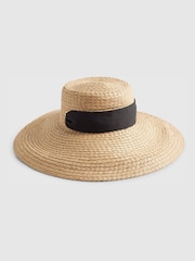 River Island Brown Oversized Scarf Detail Floppy Hat - Image 1 of 3