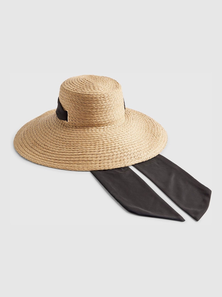 River Island Brown Oversized Scarf Detail Floppy Hat - Image 2 of 3