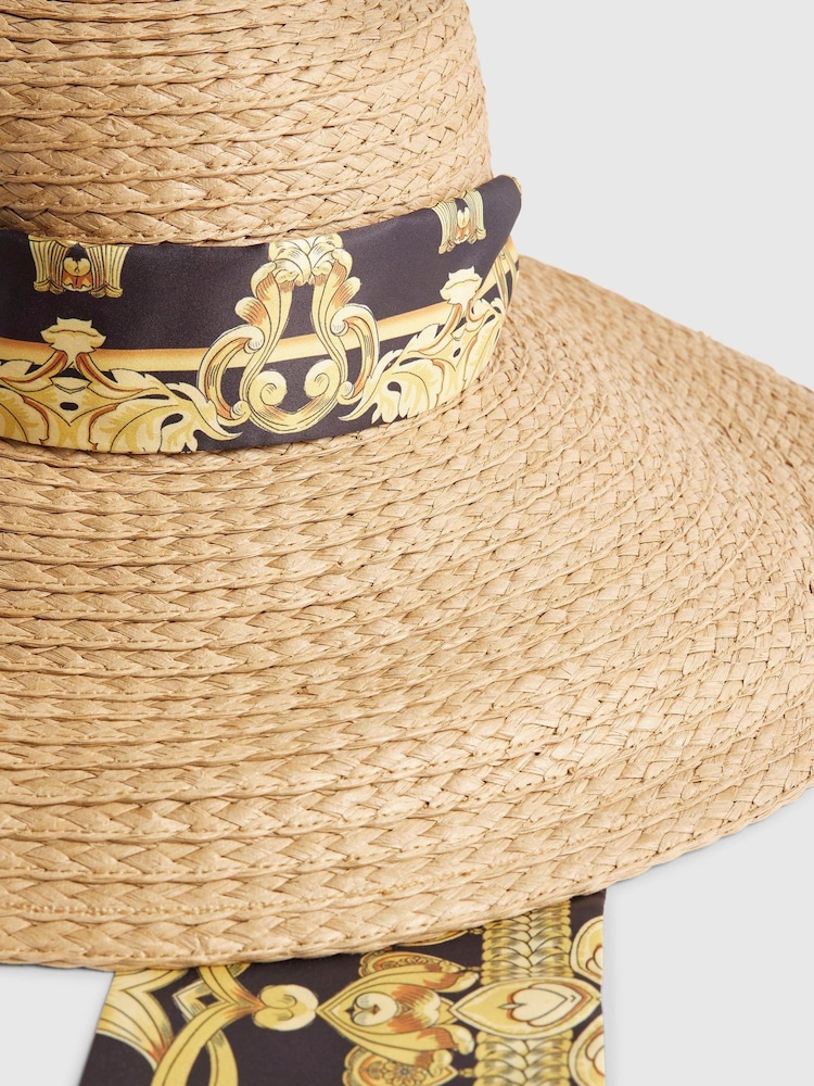 River Island Brown Oversized Scarf Detail Floppy Hat - Image 3 of 3