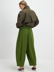 River Island Green High Waisted Balloon Leg Pleated Trousers - Image 2 of 4