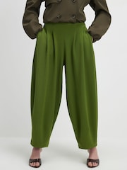 River Island Green High Waisted Balloon Leg Pleated Trousers - Image 3 of 4