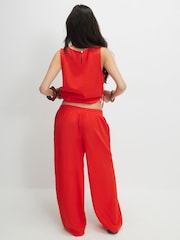 River Island Red Petite Linen Blend Wide Leg Trousers - Image 2 of 4