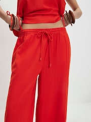River Island Red Petite Linen Blend Wide Leg Trousers - Image 4 of 4