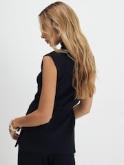 River Island Black Sleeveless High Neck Textured Tie Top - Image 4 of 4