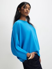 River Island Blue Long Sleeve Batwing T-Shirt - Image 1 of 4