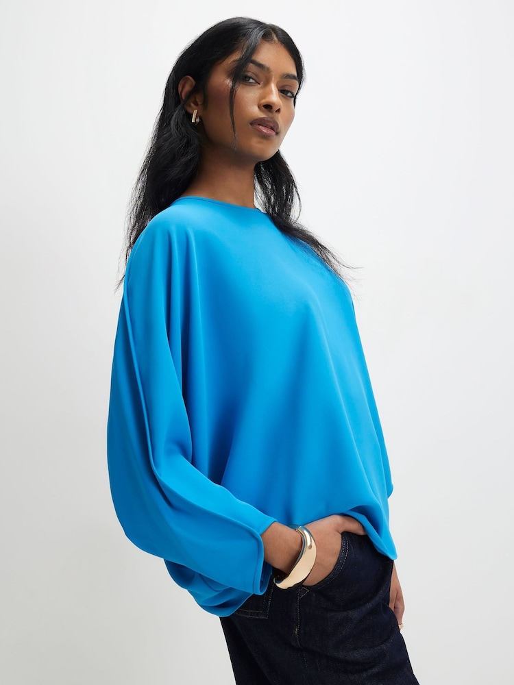 River Island Blue Long Sleeve Batwing T-Shirt - Image 1 of 4 River Island Blue Long Sleeve Batwing T-Shirt - Image 1 of 4