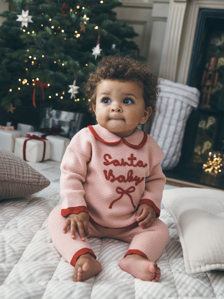 Pink Santa Knitted Baby Jumper and Leggings Set (0mths-2yrs) - Image 1 of 11