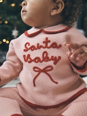 Pink Santa Knitted Baby Jumper and Leggings Set (0mths-2yrs) - Image 3 of 11