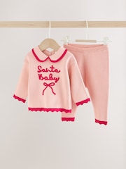 Pink Santa Knitted Baby Jumper and Leggings Set (0mths-2yrs) - Image 4 of 11