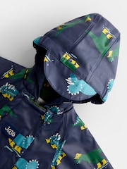 JoJo Maman Bébé Navy Dinosaur Waterproof Fleece Lined All-In-One Puddlesuit - Image 3 of 5