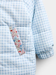 JoJo Maman Bébé Light Blue Gingham Reversible Puffer Coat - Image 8 of 9