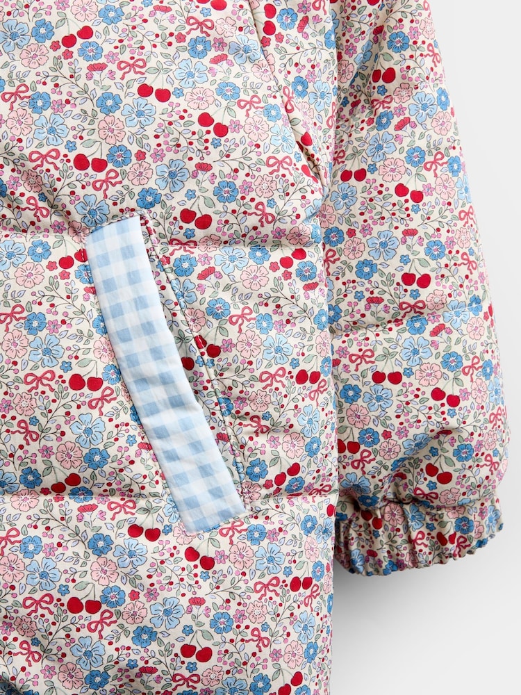 JoJo Maman Bébé Light Blue Gingham Reversible Puffer Coat - Image 9 of 9 JoJo Maman Bébé Light Blue Gingham Reversible Puffer Coat - Image 9 of 9