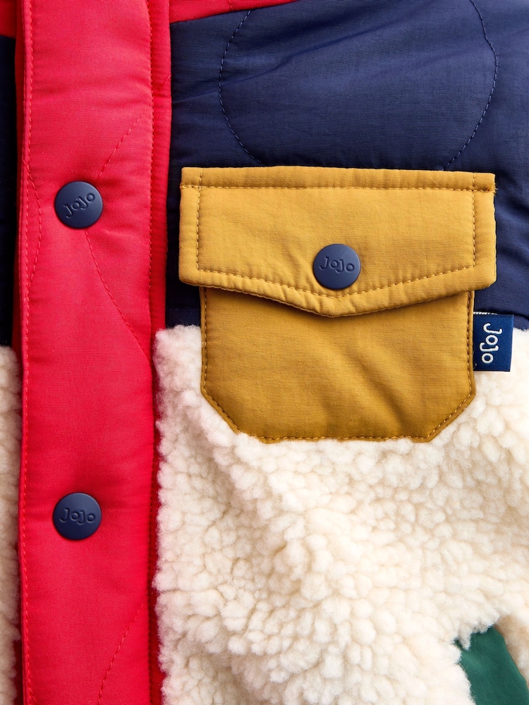 JoJo Maman Bébé Navy Blue Quilted Colourblock Jacket - Image 5 of 5 JoJo Maman Bébé Navy Blue Quilted Colourblock Jacket - Image 5 of 5