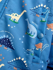 JoJo Maman Bébé Denim Blue Dinosaur Dino Print Cosy Lined Parka - Image 4 of 5