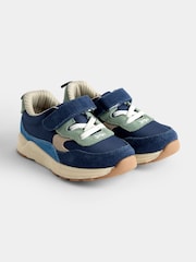 JoJo Maman Bébé Blue Colourblock Riptape Trainers - Image 1 of 4
