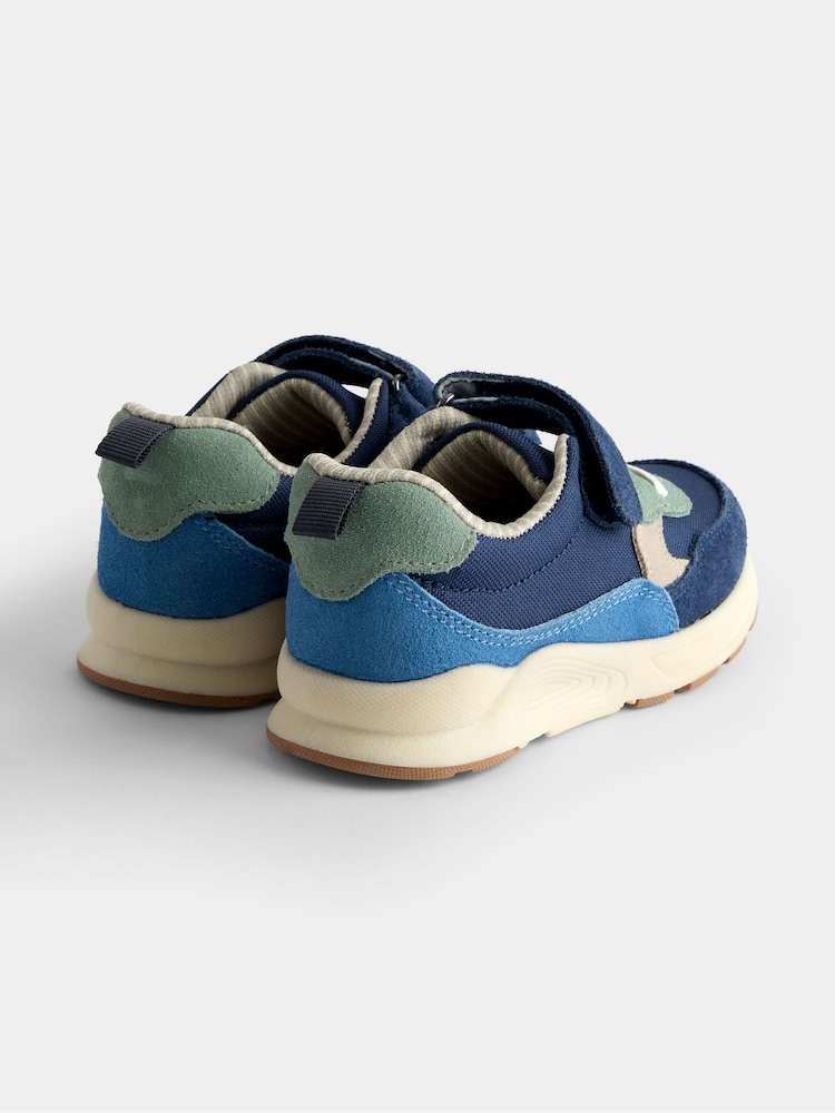 JoJo Maman Bébé Blue Colourblock Riptape Trainers - Image 2 of 4 JoJo Maman Bébé Blue Colourblock Riptape Trainers - Image 2 of 4