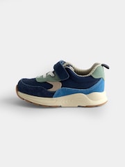 JoJo Maman Bébé Blue Colourblock Riptape Trainers - Image 3 of 4