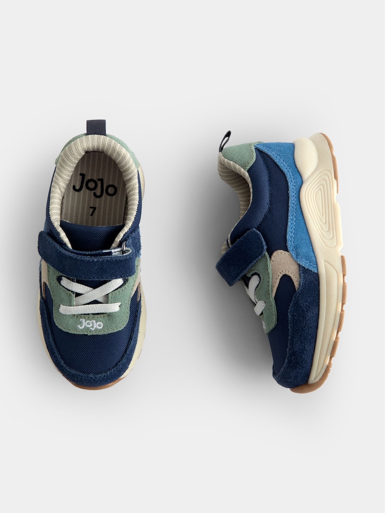 JoJo Maman Bébé Blue Colourblock Riptape Trainers - Image 4 of 4 JoJo Maman Bébé Blue Colourblock Riptape Trainers - Image 4 of 4