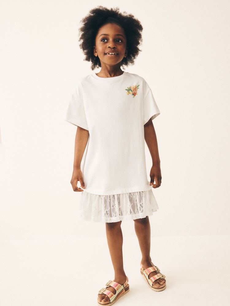 White Lace 2-In-1 T-Shirt Dress (3-16yrs) - Image 1 of 7