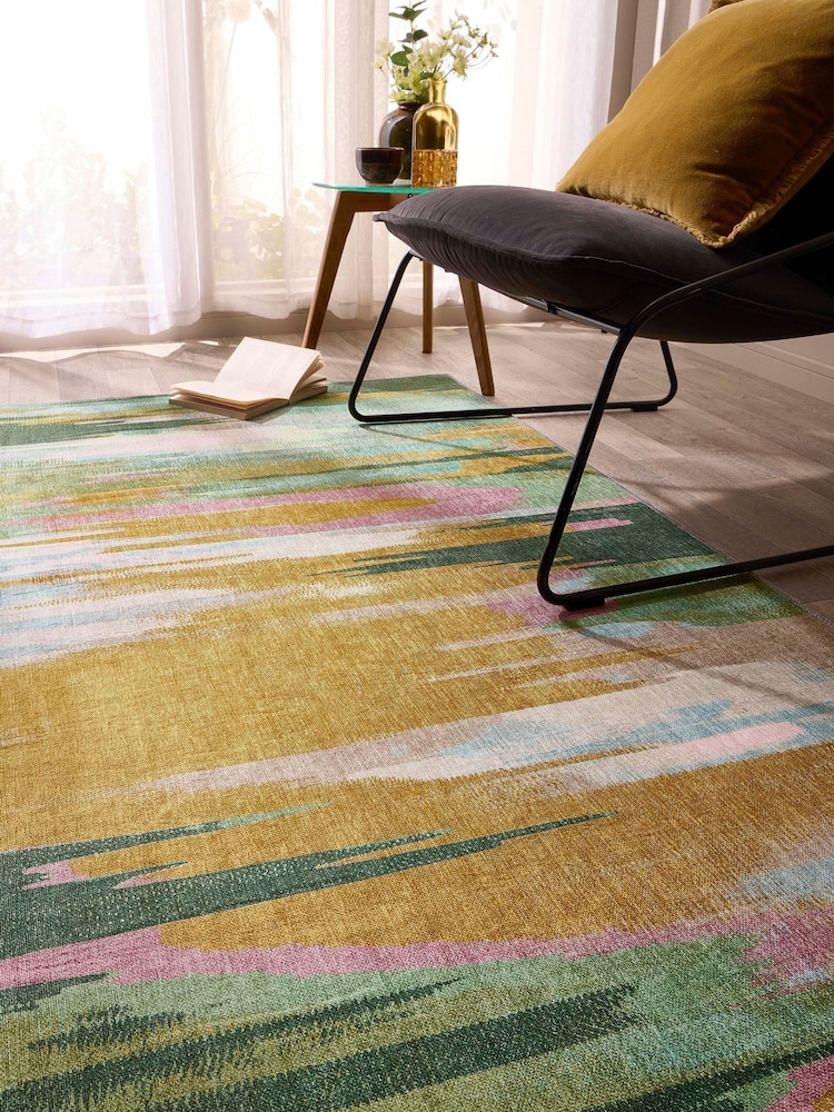 Origin Rugs Green or Ochre Washable Sedona Rug - Image 2 of 5 Origin Rugs Green or Ochre Washable Sedona Rug - Image 2 of 5