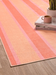 Origin Rugs Pink Washable Sorbet Stripe Rug - Image 2 of 5