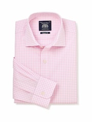 وردي - Savile Row Company Gingham Check Classic Fit Cotton Single Cuff Formal Shirt - Image 1 of 3