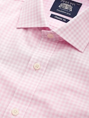 وردي - Savile Row Company Gingham Check Classic Fit Cotton Single Cuff Formal Shirt - Image 2 of 3