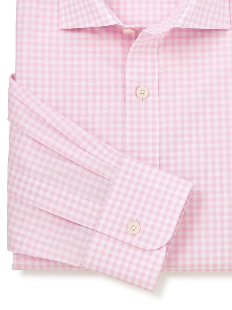 وردي - Savile Row Company Gingham Check Classic Fit Cotton Single Cuff Formal Shirt - Image 3 of 3
