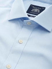 Bleu - Savile Row Company Slim Fit Cotton Herringbone Single Cuff Formal Shirt - Image 3 sur 3