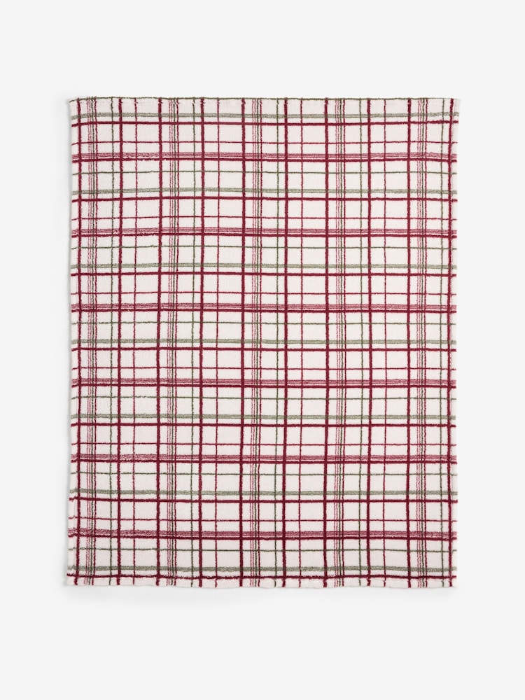 Red Cosy Check Fleece Throw - Image 1 of 3