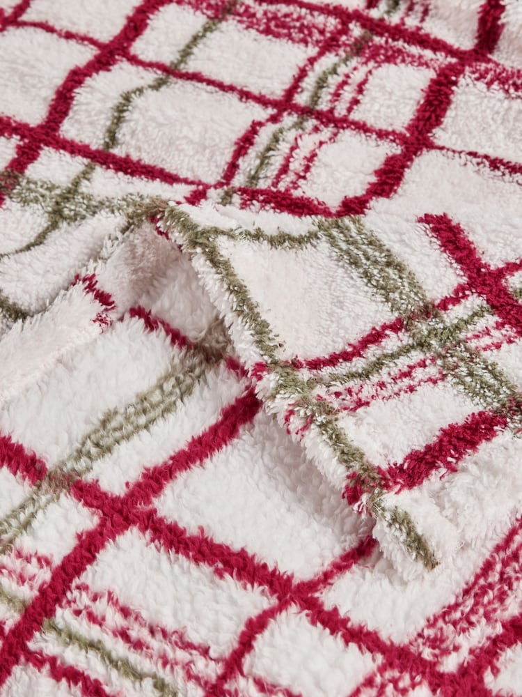 Red Cosy Check Fleece Throw - Image 3 of 3