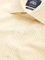 أصفر - Savile Row Company Gingham Check Classic Fit Cotton Single Cuff Formal Shirt - Image 2 of 3