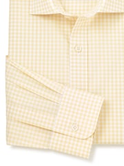 أصفر - Savile Row Company Gingham Check Classic Fit Cotton Single Cuff Formal Shirt - Image 3 of 3