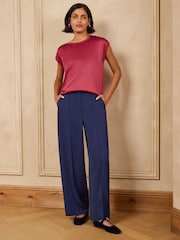 Love & Roses Burgundy Red Satin Front Jersey T-Shirt - Image 4 of 5