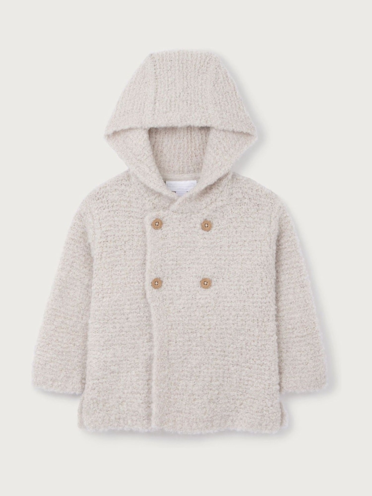The White Company Grey Cosy Boucle Hooded Cardigan - Image 1 of 1