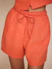 Mint Velvet Orange Linen Drawstring Shorts - Image 3 of 7