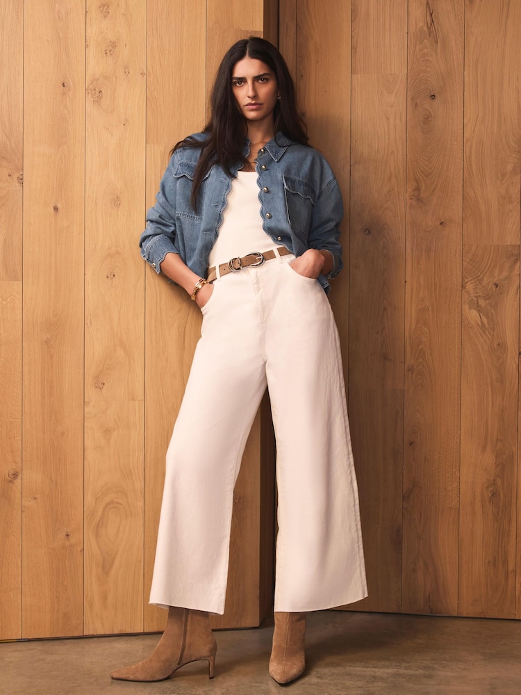 Mint Velvet White Ankle Wide Leg Jeans - Image 1 of 6