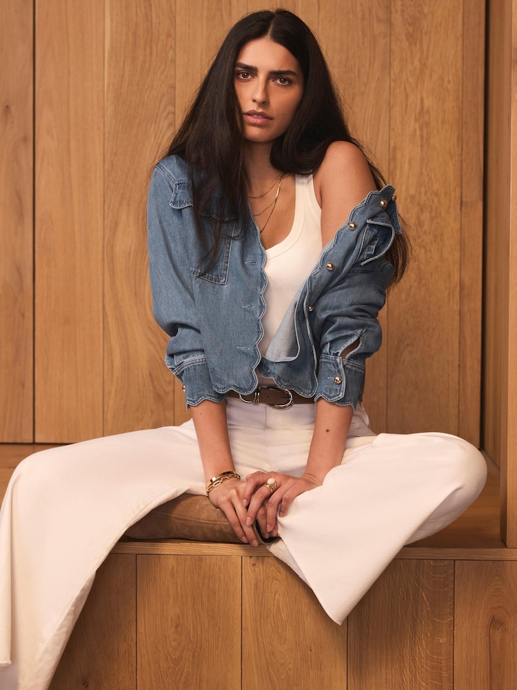 Mint Velvet White Ankle Wide Leg Jeans - Image 2 of 6