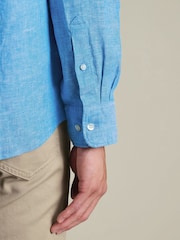 Charles Tyrwhitt Blue Stripe RFU Button-Down Washed Oxford Shirt - Image 3 of 5