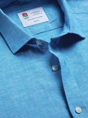 Charles Tyrwhitt Blue Stripe RFU Button-Down Washed Oxford Shirt - Image 4 of 5
